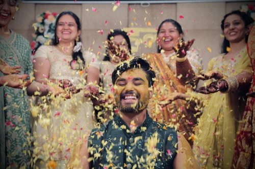 Traditional Indian haldi ceremony in Gujarat