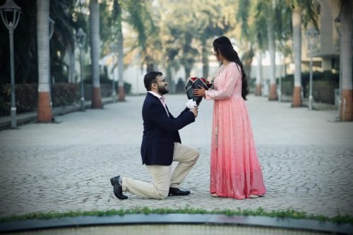 Candid couple portrait during golden hour